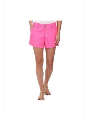 Lilly Pulitzer Callahan Bright Pink Cotton-Candy Cuffed Shorts Neon-Pink Shorts